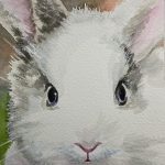 Custom watercolor portrait of Bunny, a pet rabbit, painted by TG Pet Art